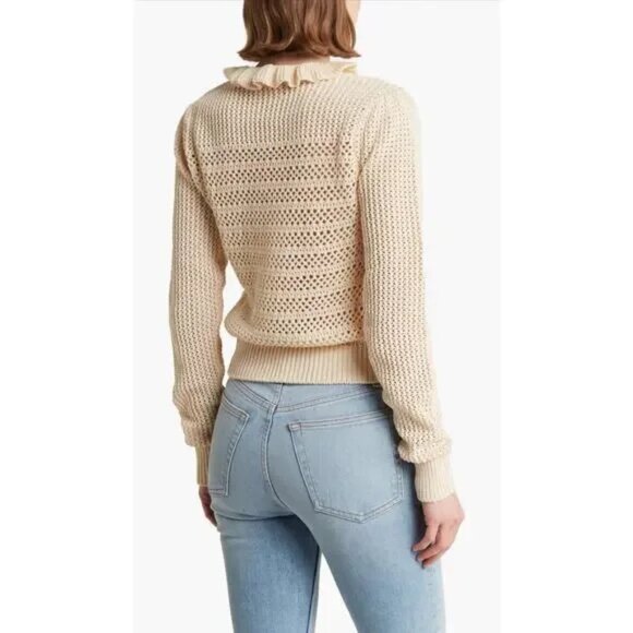 NWT 7 For All Mankind Ruffle Neck Sweater Size Small - Picture 9 of 9
